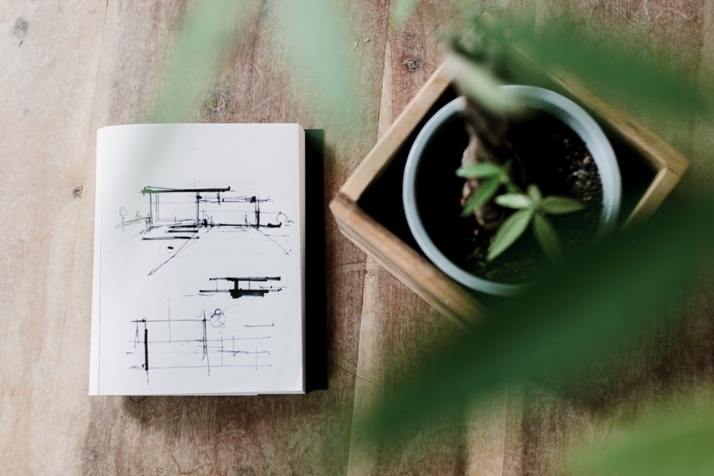 Notizblock mit Pflanze